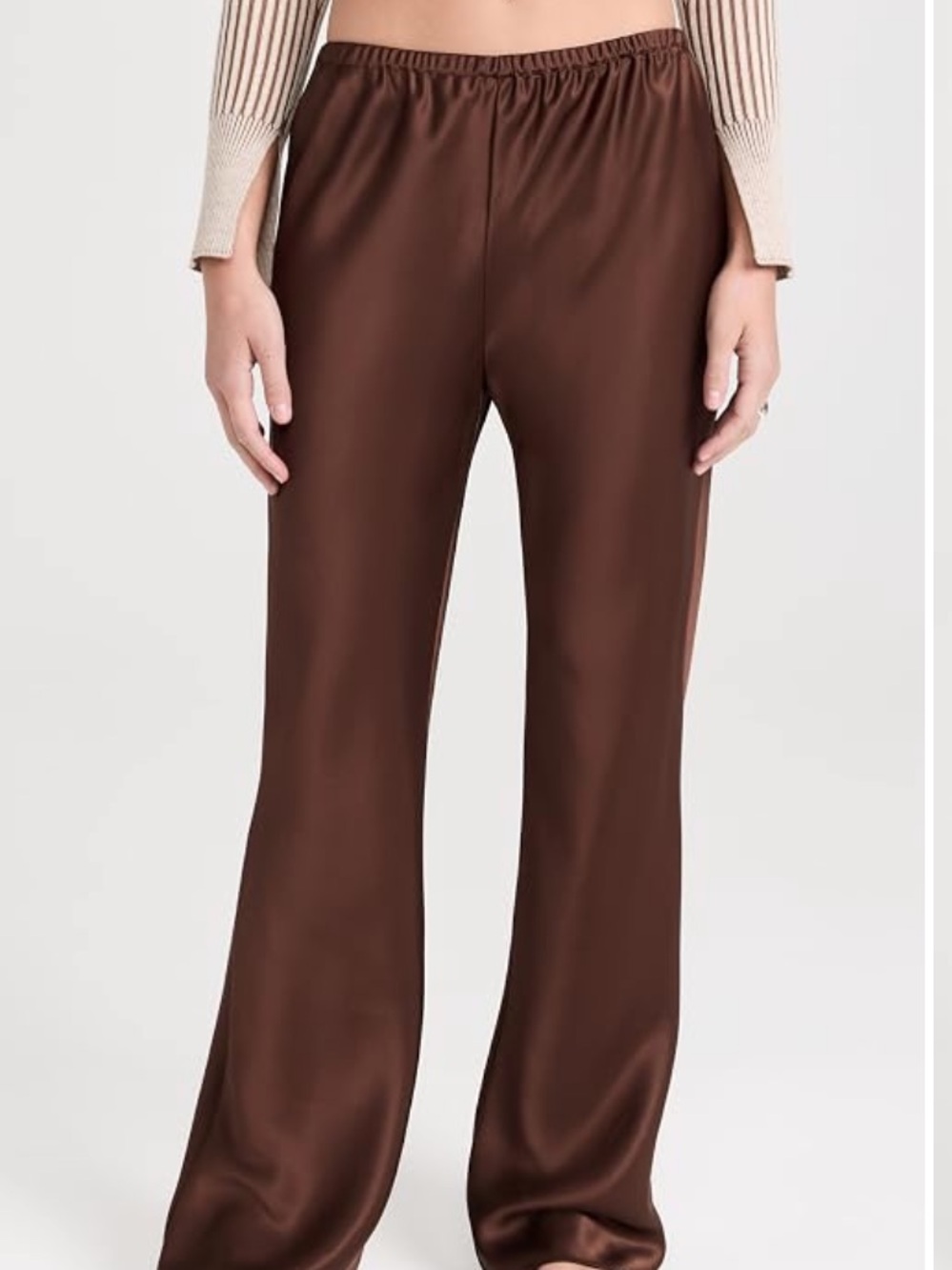 Reformation gale satin cafe Brown Satin Wide-Leg Pull-On Pants. Fall chic NWT